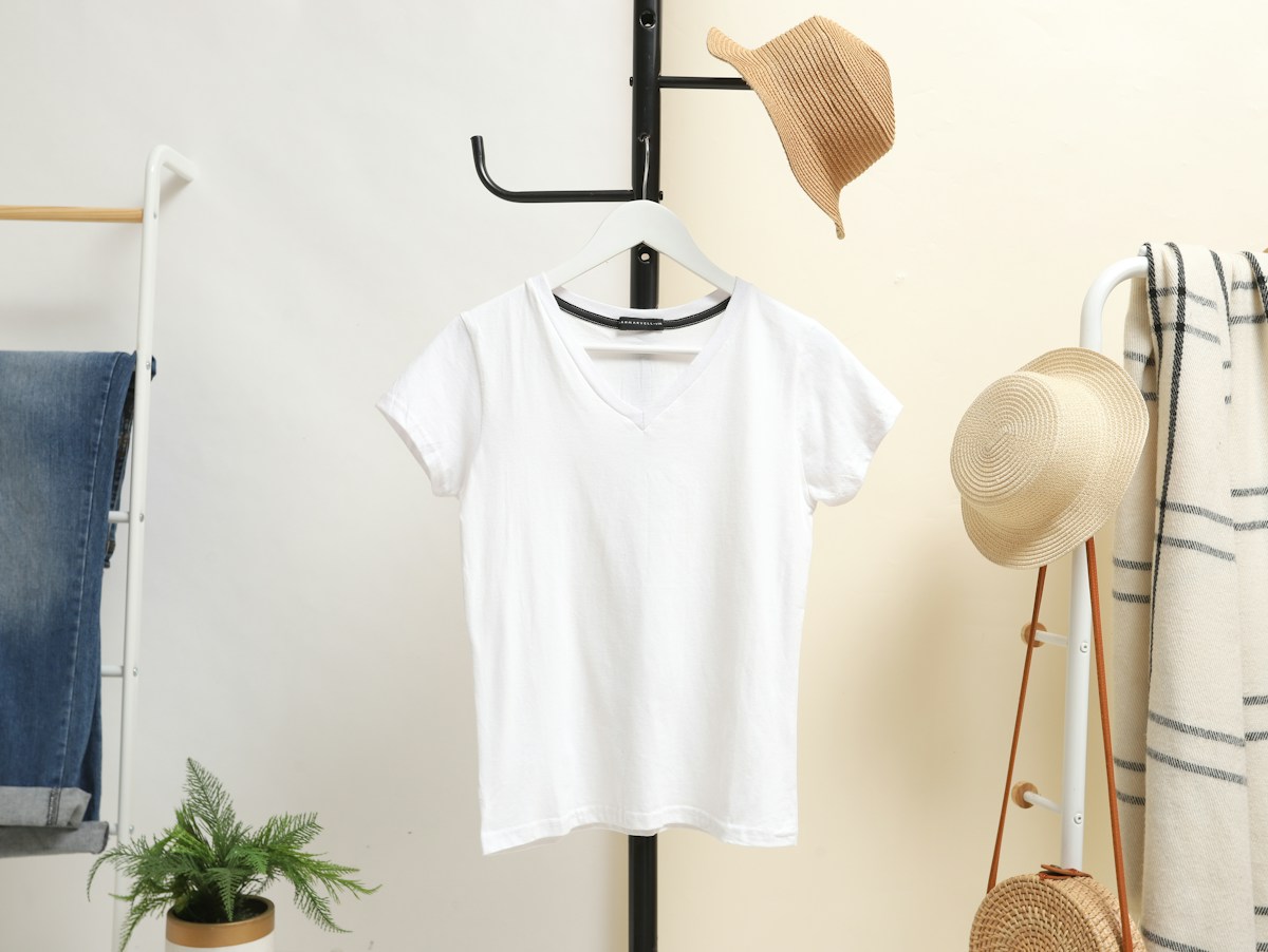 Reference photograph of White V-Neck T-Shirt